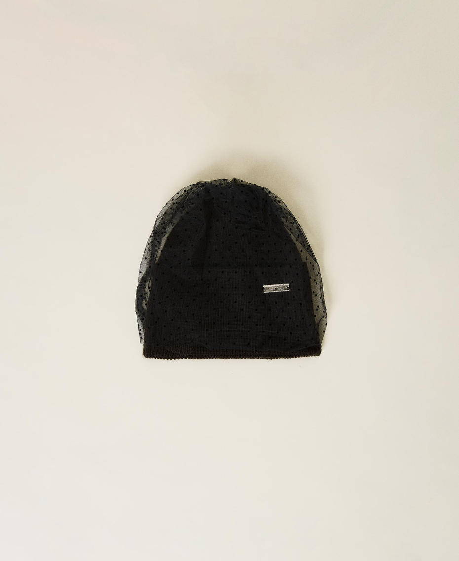 Beanie with removable veil Black Woman 222LL42AA_00006_01
