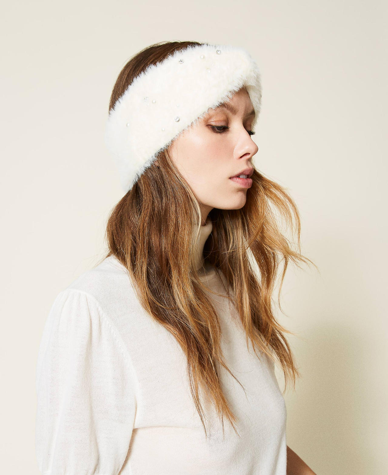 Headband with embroidery Sugar White Woman 222LL42EE-0S