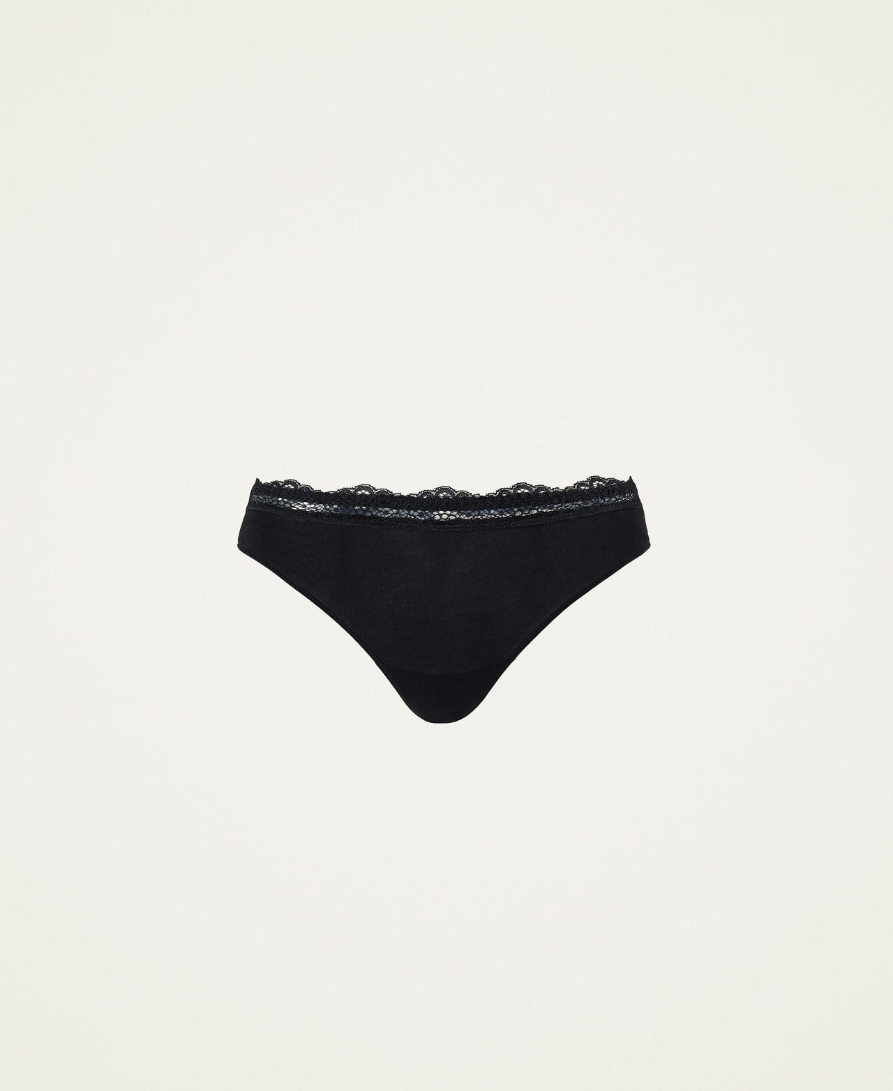 Micromodal and lace Brazilian briefs Black Woman 222LL6B77-0S