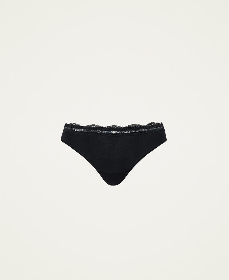 Micromodal and lace Brazilian briefs Black Woman 222LL6B77-0S