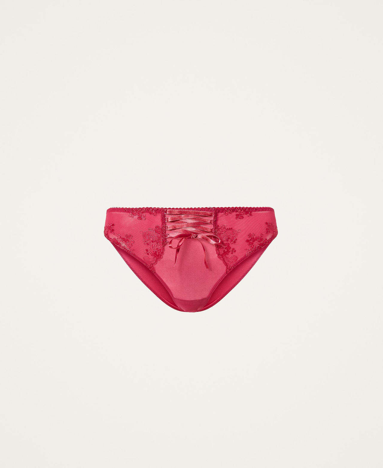 Tulle briefs with criss-crossed strings Fuchsia Woman 222LL6D66_10023_0S