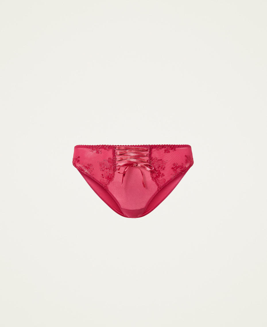 Tulle briefs with criss-crossed strings Fuchsia Woman 222LL6D66_10023_S0
