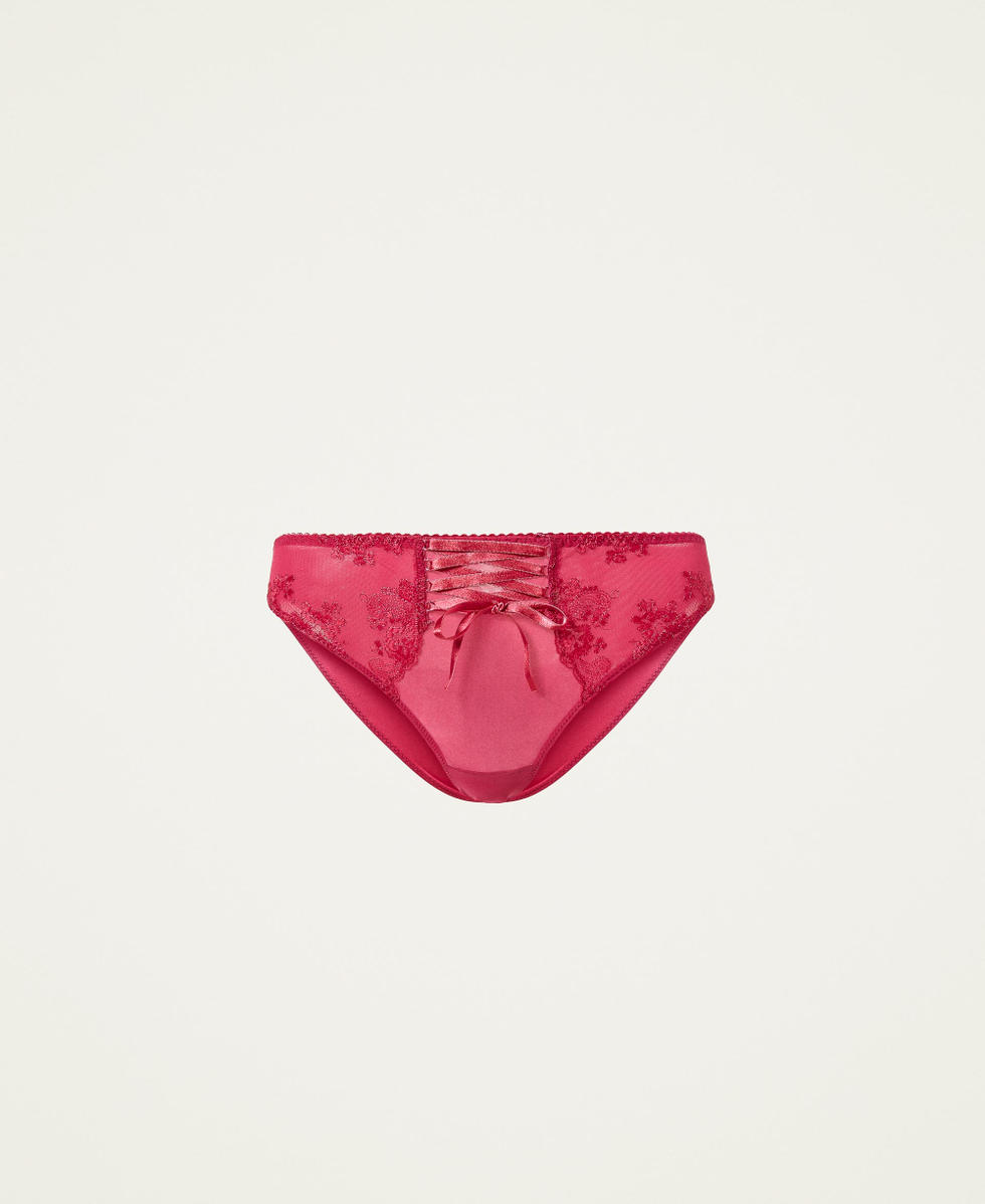 Tulle briefs with criss-crossed strings