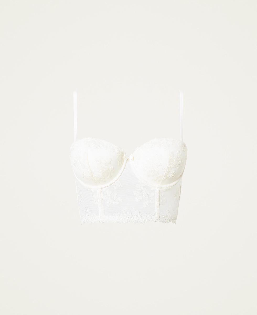 Wattiertes Bustier aus besticktem T&uuml;ll