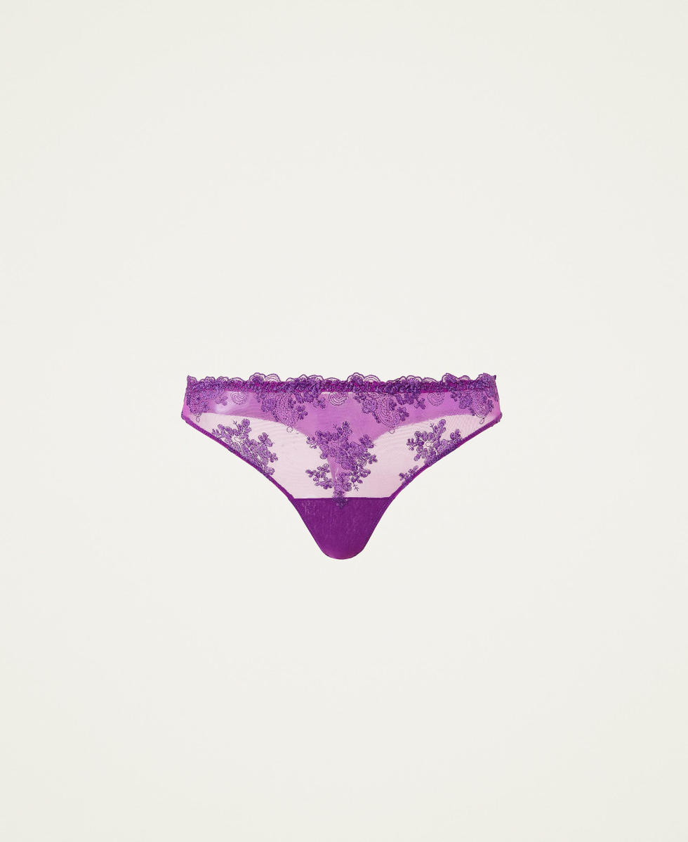 Tulle G-string with embroidery
