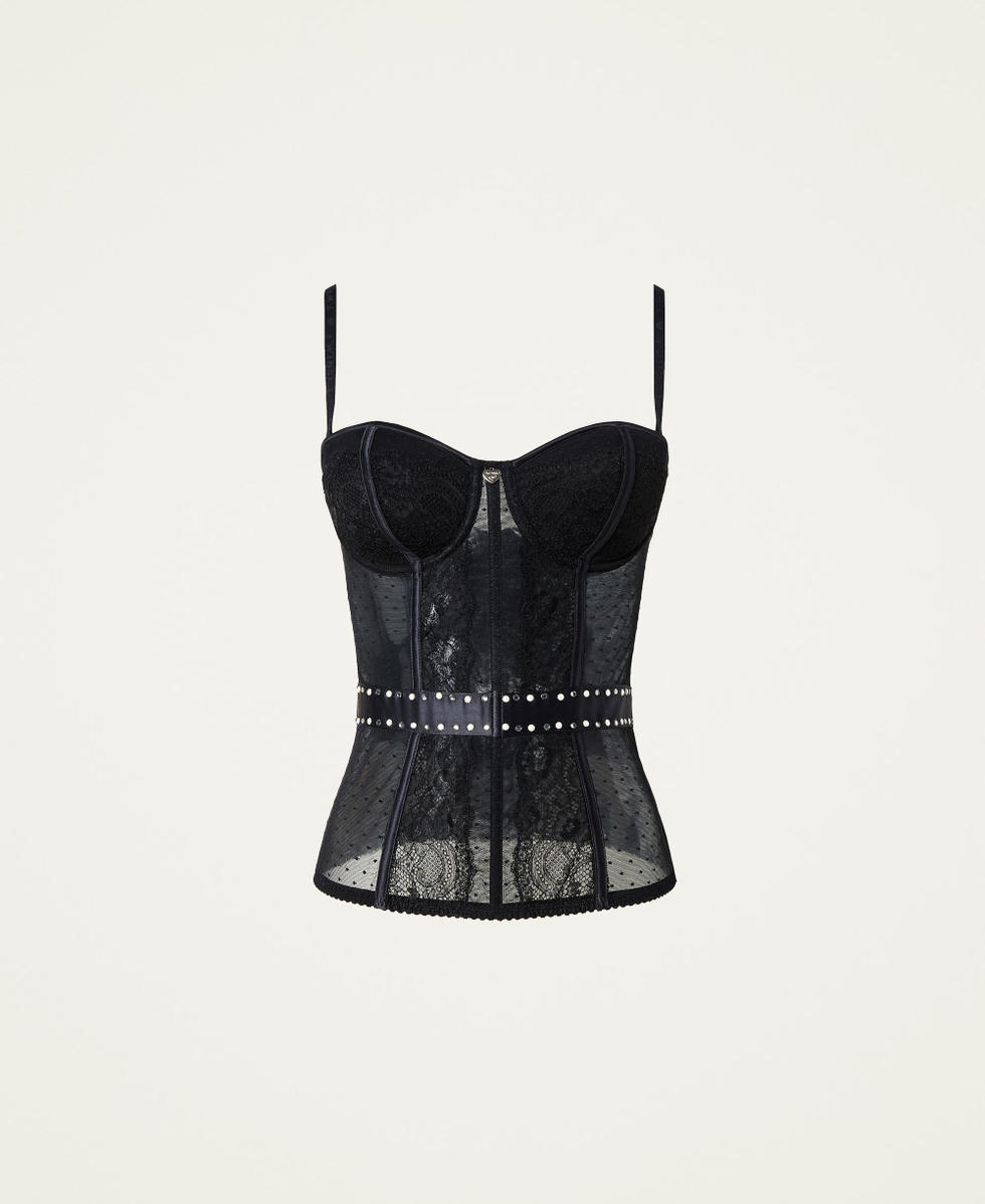 Bustier ampliforme en tulle et dentelle