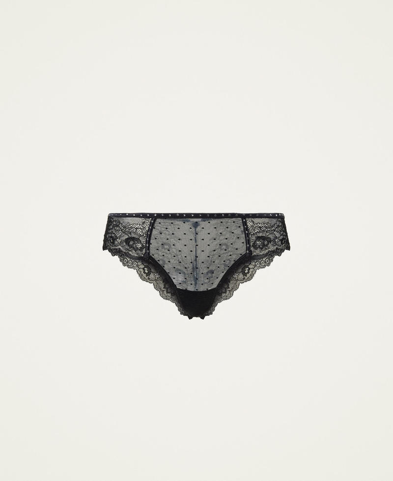 Tulle and lace Brazilian briefs