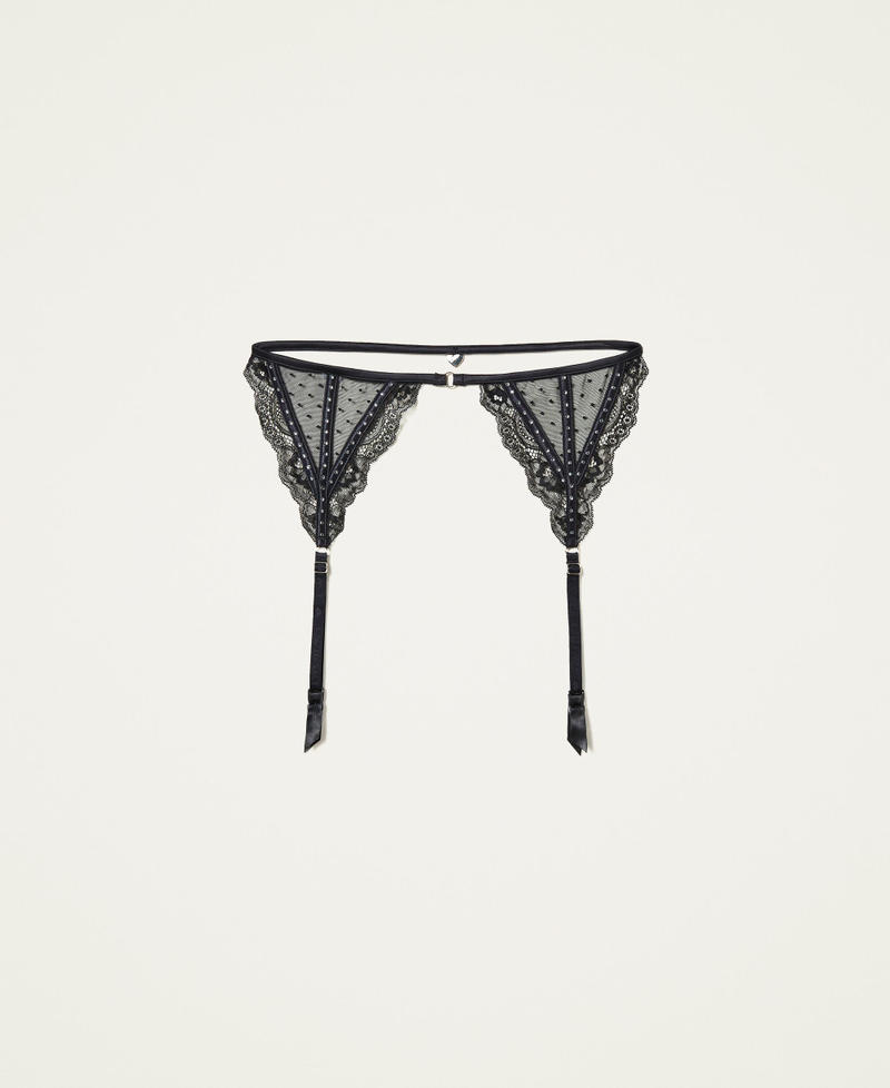 Tulle and lace garter belt Black Woman 222LL6EZZ-0S