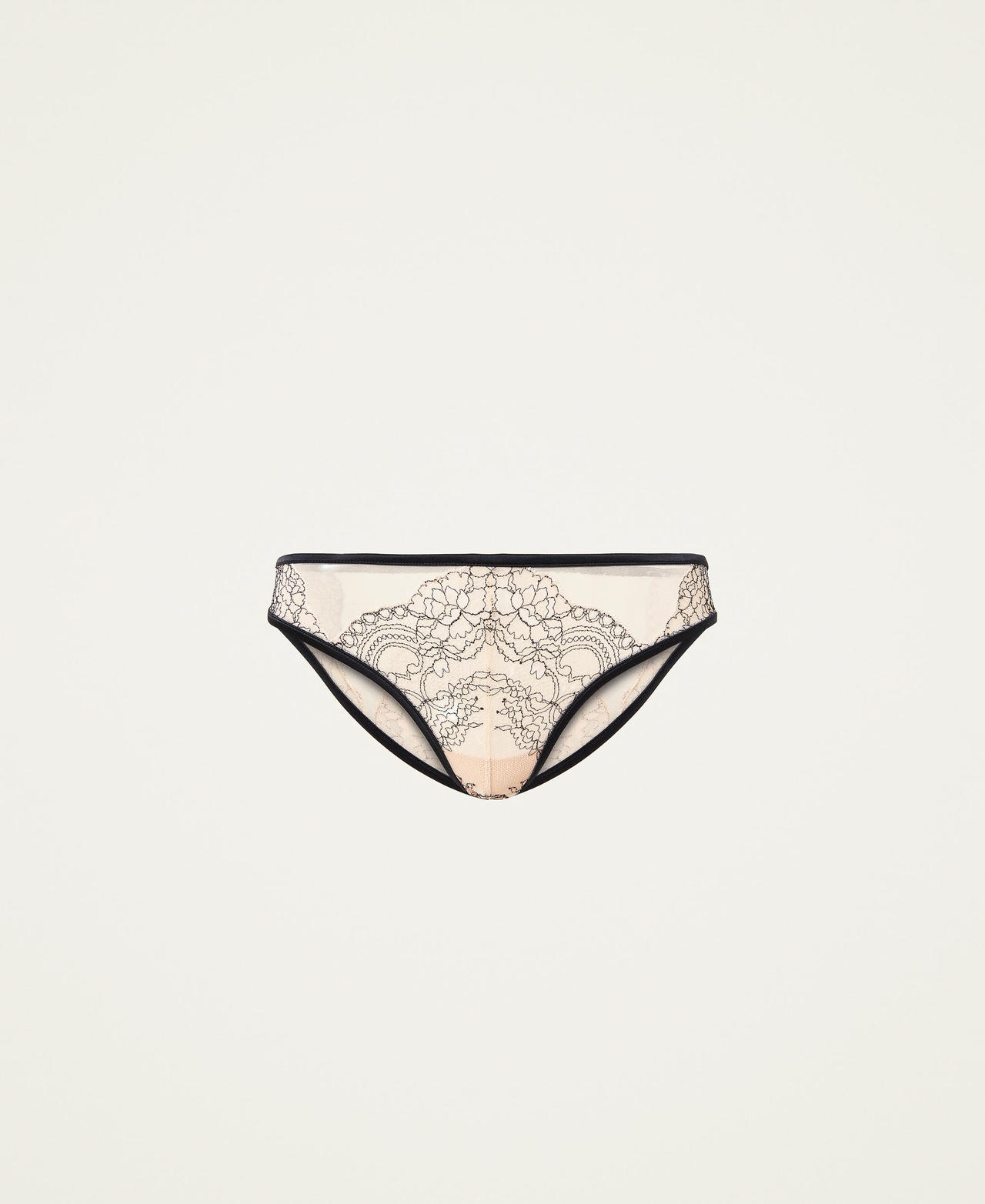 Slip en dentelle rebrod&eacute;e et tulle