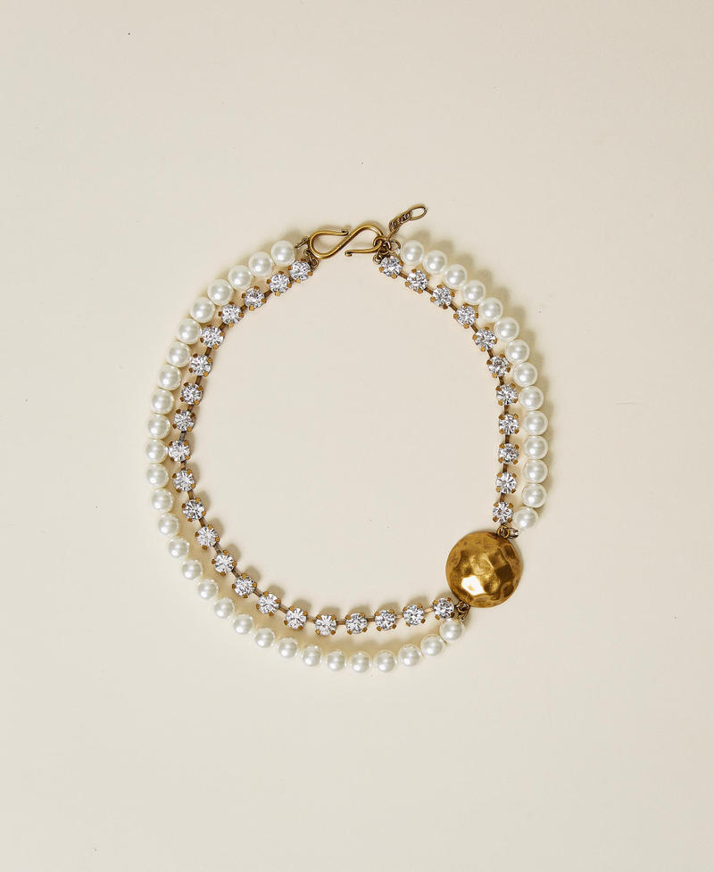 Collana girocollo con perle e strass Argento Crystal Donna 222TA401A-01