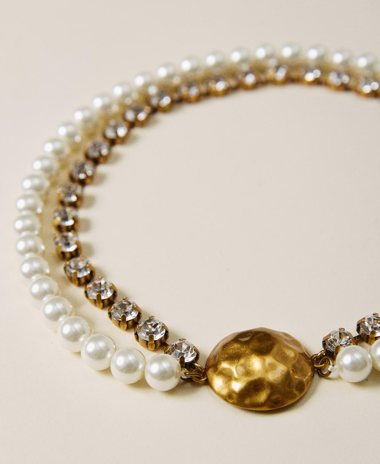 Collier ras-de-cou avec perles et strass Cristal Femme 222TA401A-02