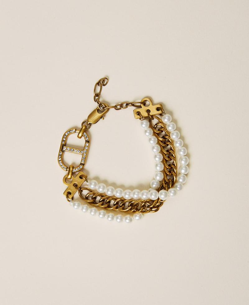 Pearl and logo bracelet