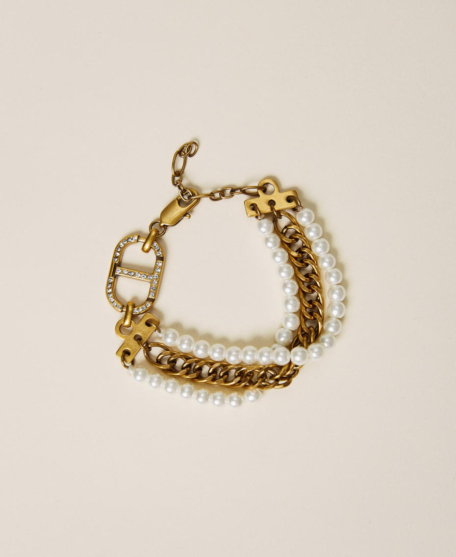 Pearl and logo bracelet