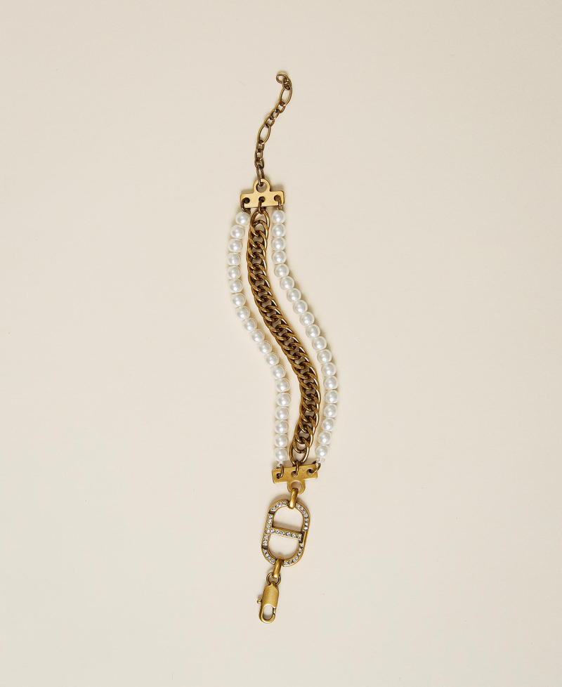Pearl and logo bracelet