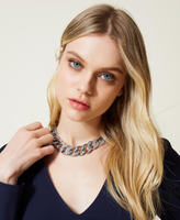Chain necklace with rhinestones