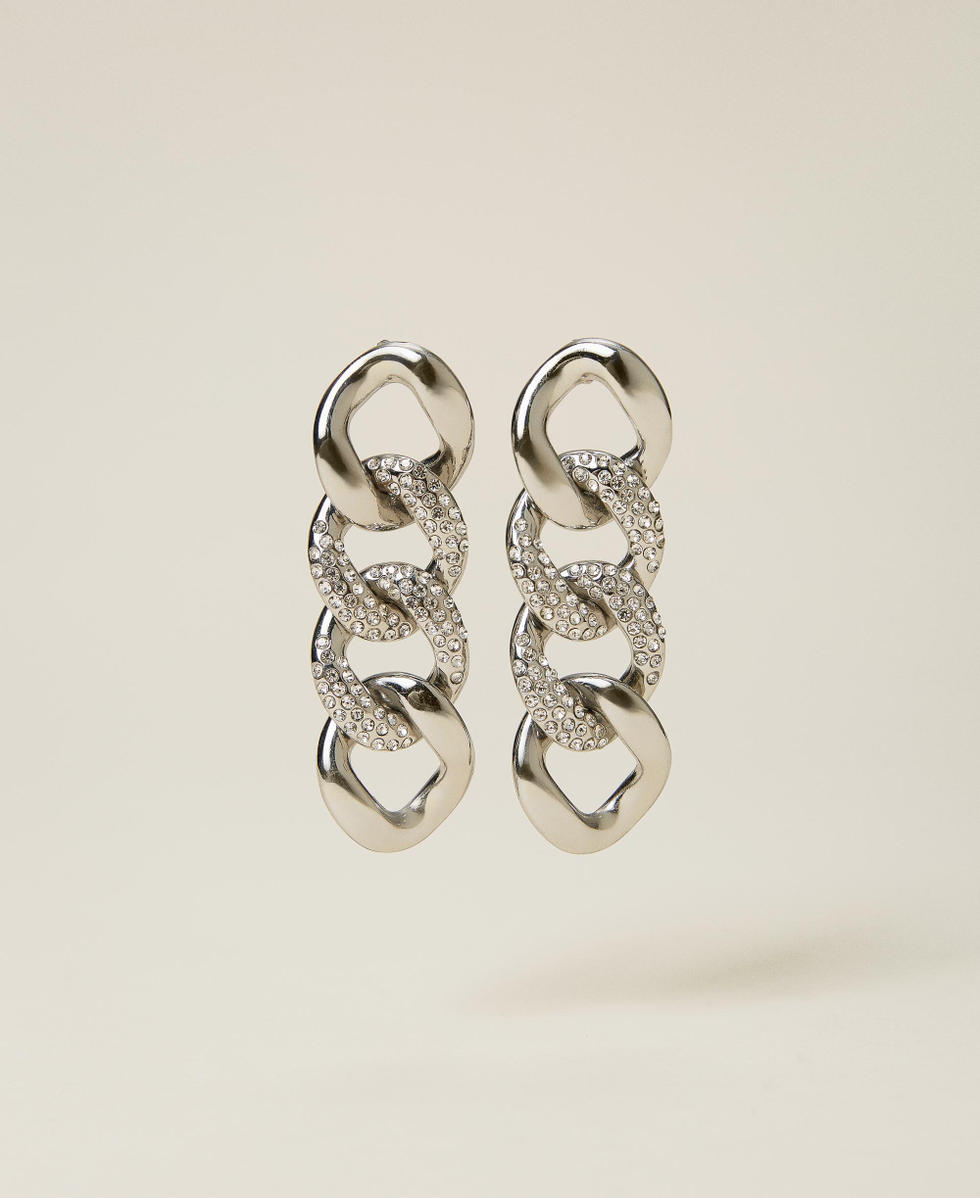 Chain earrings with rhinestones