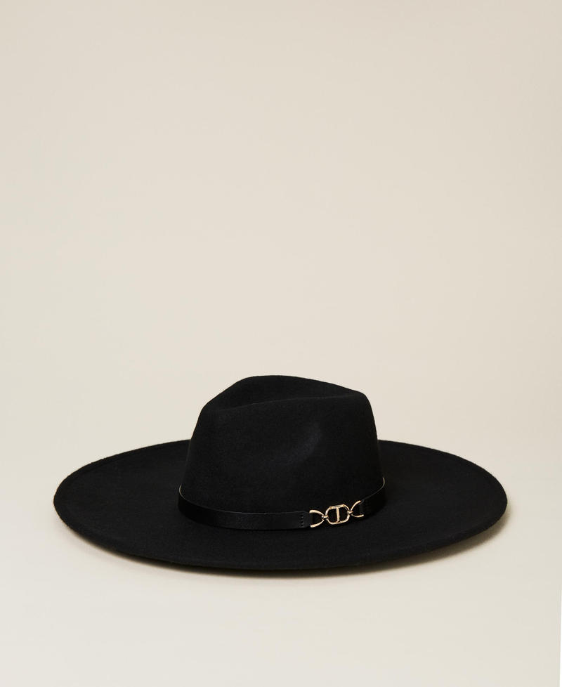 Chapeau en drap avec logo Noir Femme 222TA4041-01