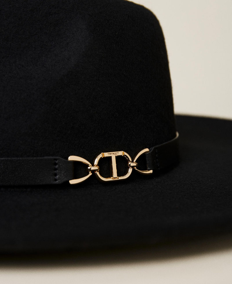 Chapeau en drap avec logo Noir Femme 222TA4041-02