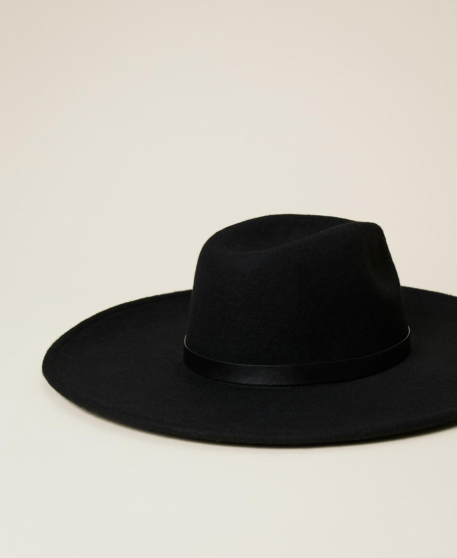 Sombrero de paño con logotipo Negro Mujer 222TA4041-03