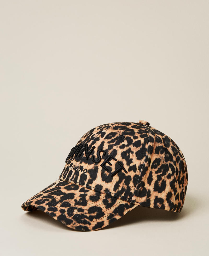 Animal print baseball cap Black / "Dune" Beige Animal Print Woman 222TA4045-01