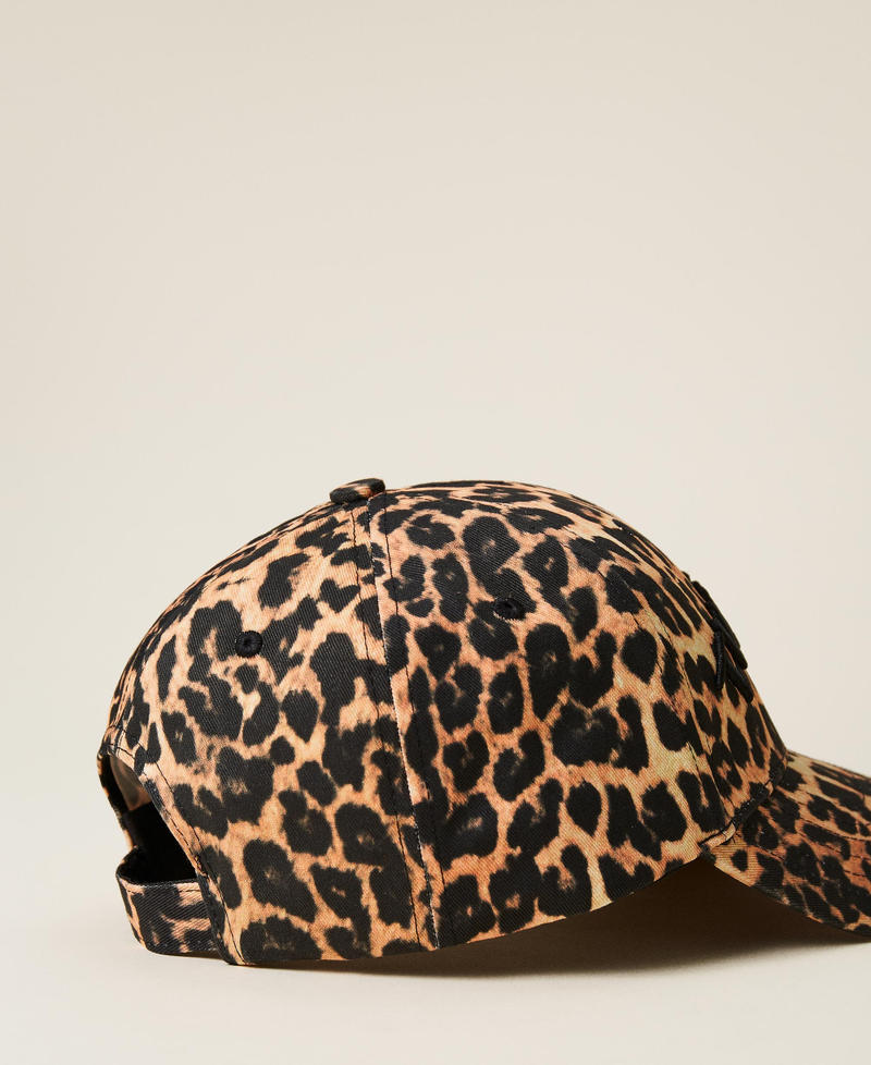 Animal print baseball cap Black / "Dune" Beige Animal Print Woman 222TA4045-03