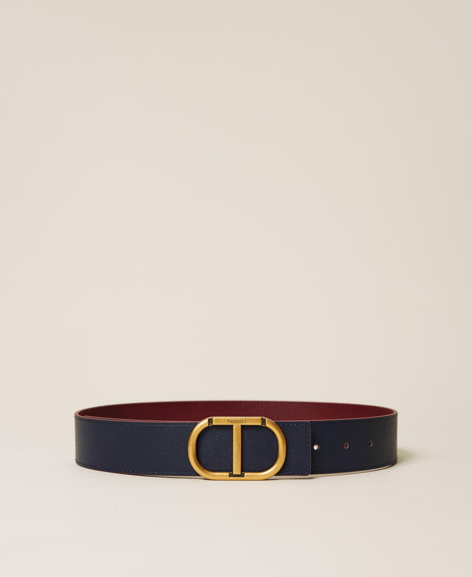 Cintur&oacute;n reversible de piel con logotipo