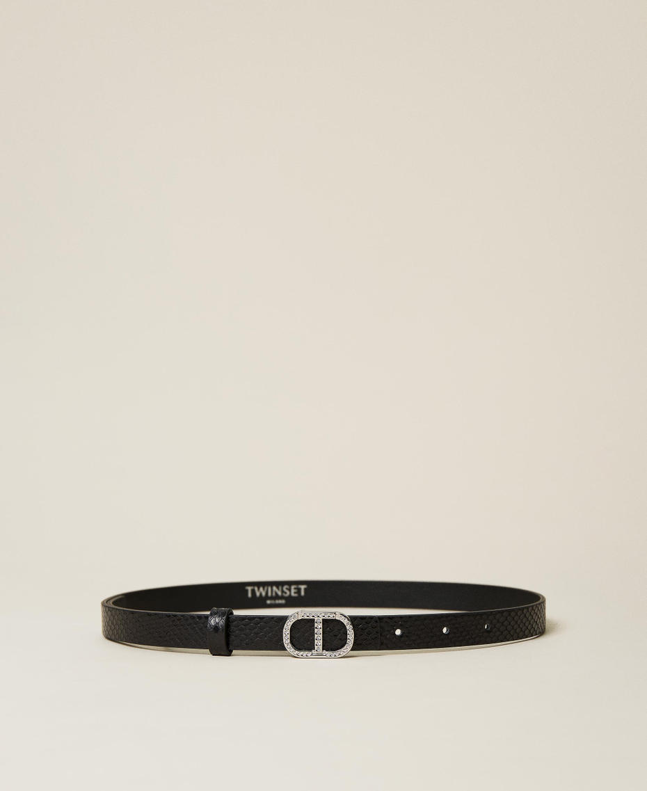 Ceinture en cuir avec imprim&eacute; serpent