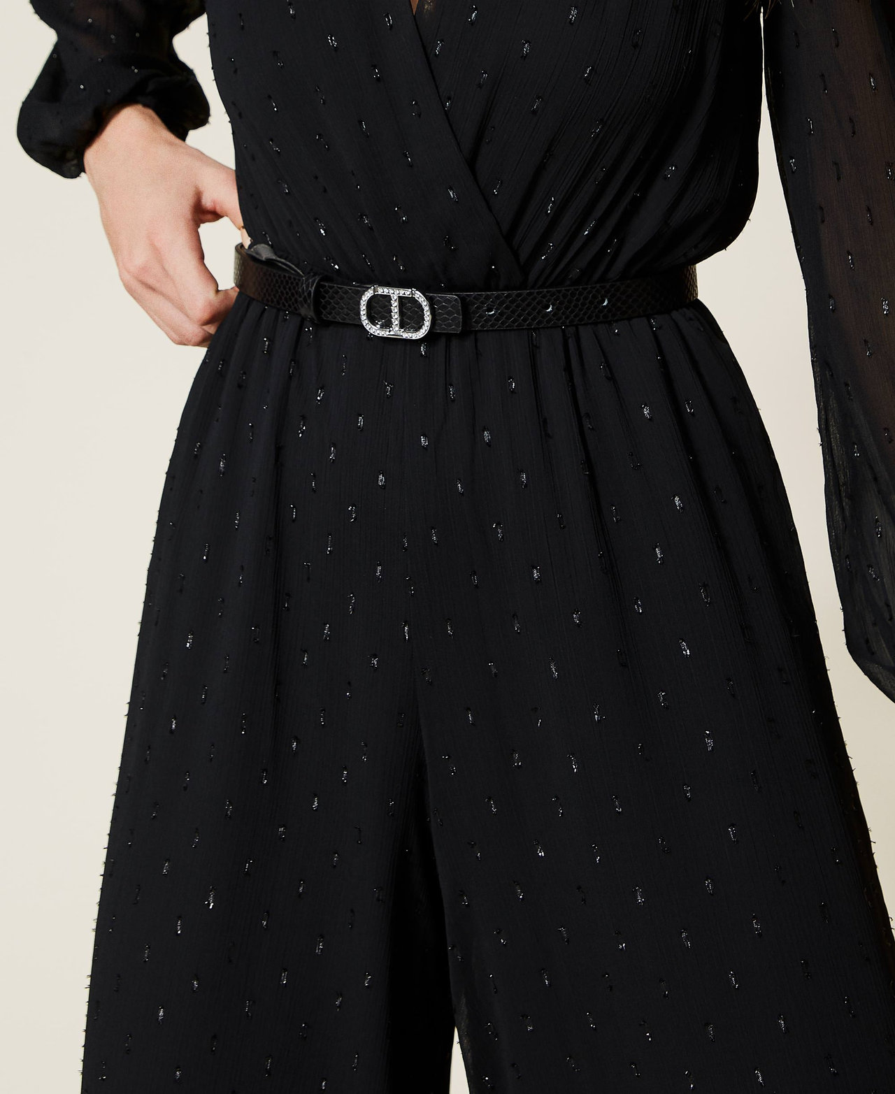 Ceinture en cuir avec imprim&eacute; serpent