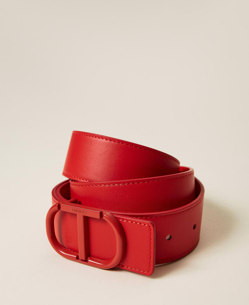 Cintura in pelle con logo in tono Nero Donna 222TA406A-03