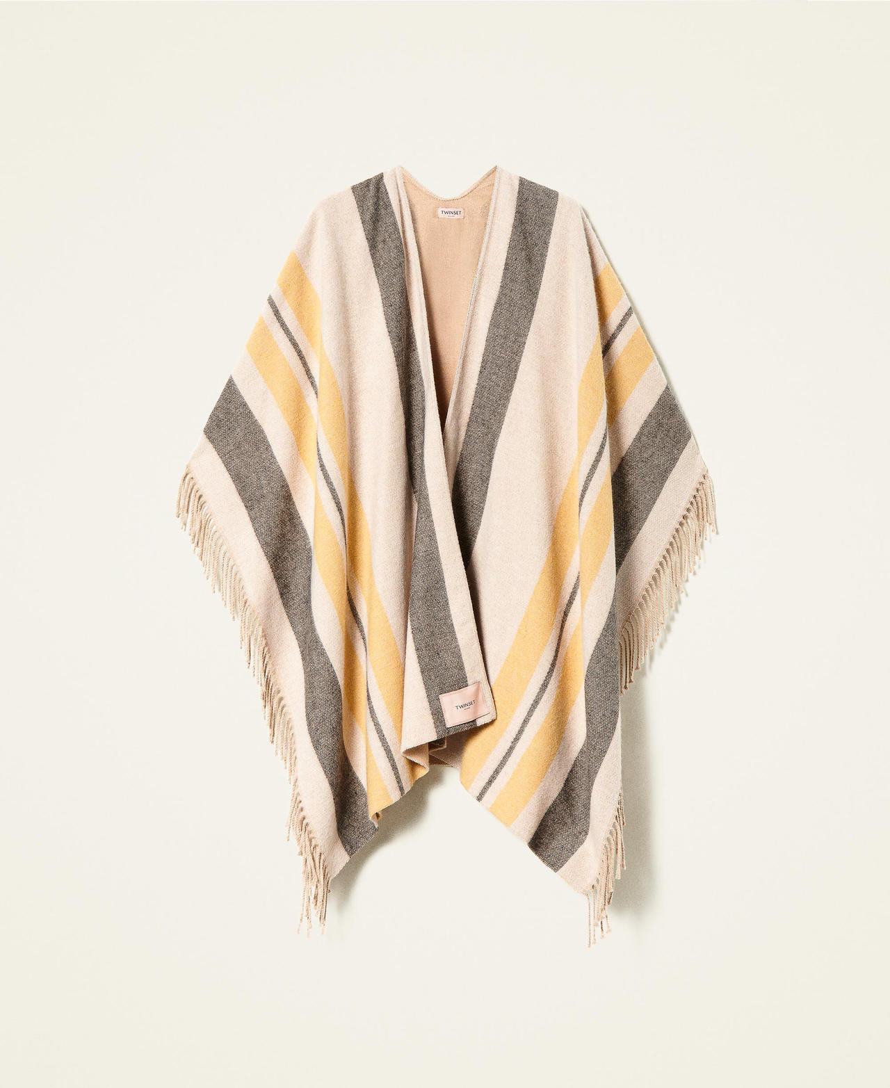 Poncho jacquard &agrave; rayures