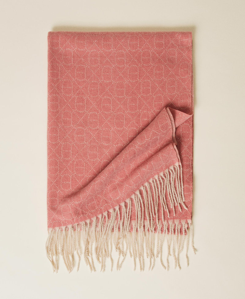 Wool cloth stole with jacquard logo Parisienne Pink Woman 222TA4094-01