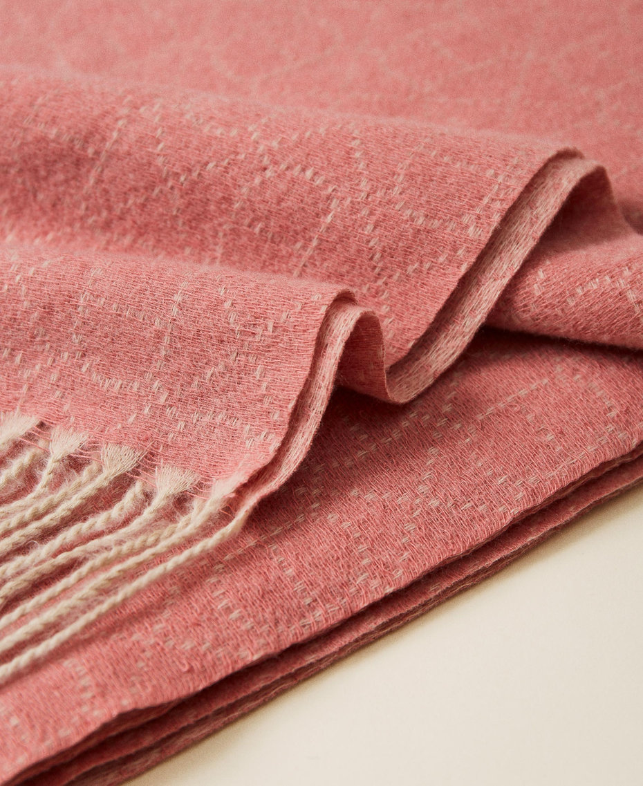 Wool cloth stole with jacquard logo Parisienne Pink Woman 222TA4094-04