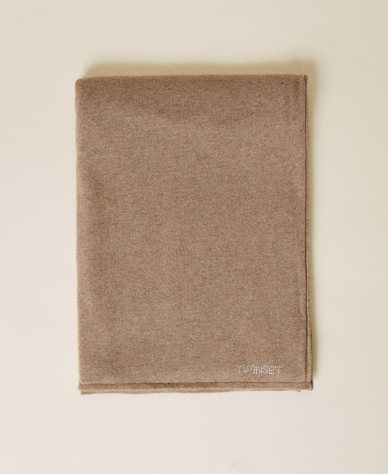 Sciarpa in misto lana con logo strass