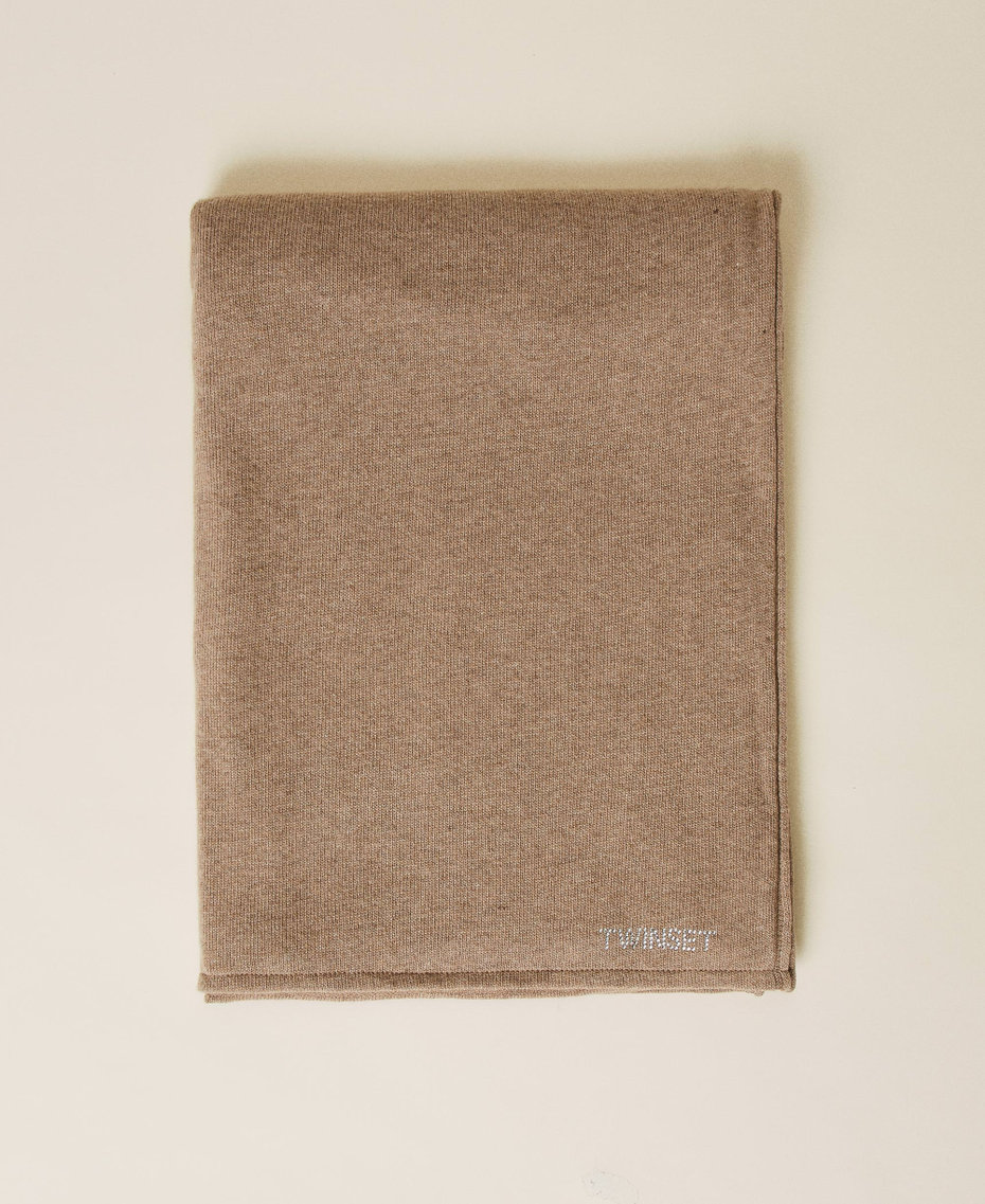 Sciarpa in misto lana con logo strass