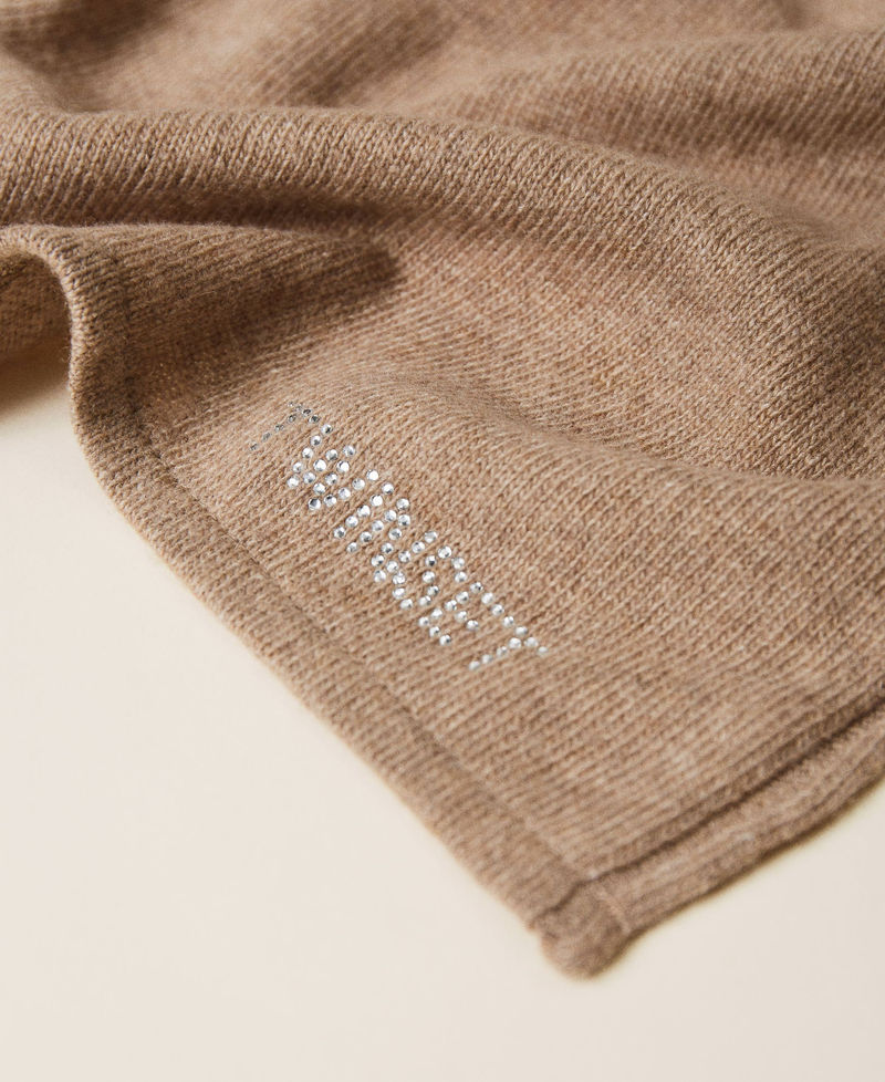 Sciarpa in misto lana con logo strass