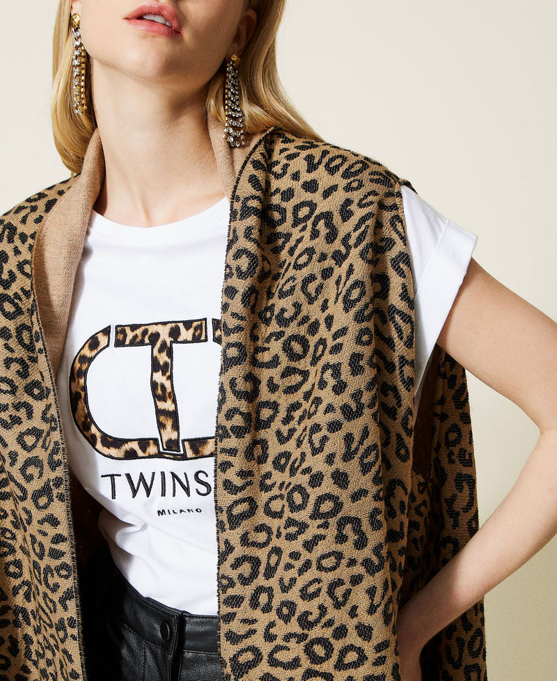 Reversible wool blend poncho