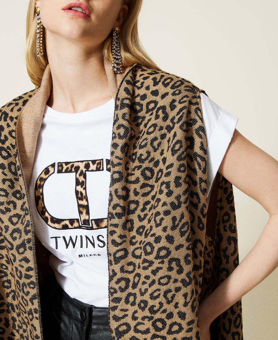 Reversible wool blend poncho