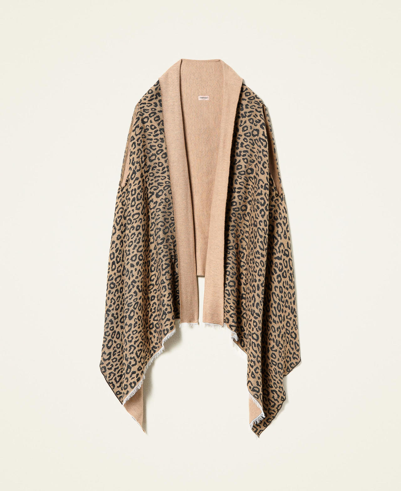 Reversible wool blend poncho