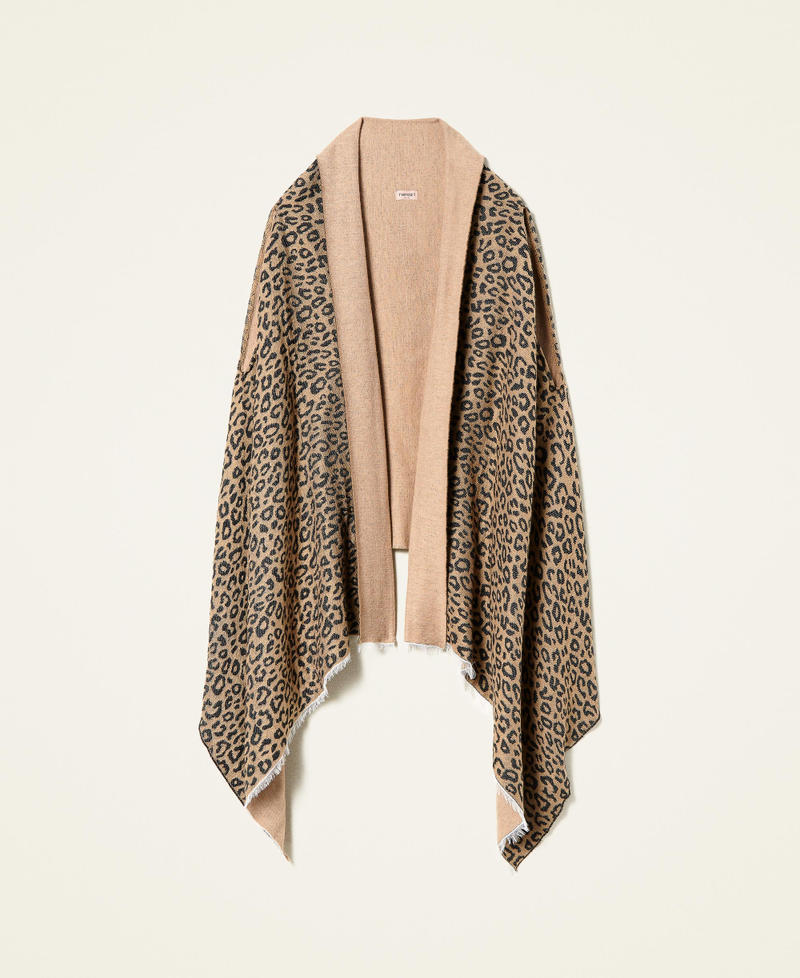 Reversible wool blend poncho