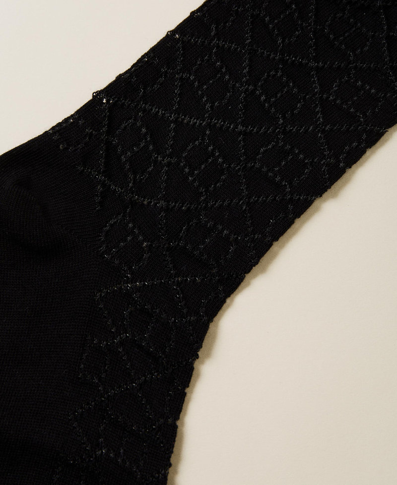 Chaussettes ajourées avec logo Oval T Noir Femme 222TA4128-02