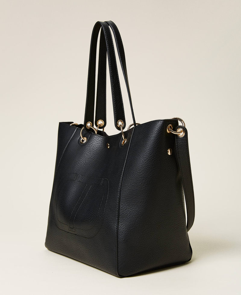 Borsa shopper con logo ricamato