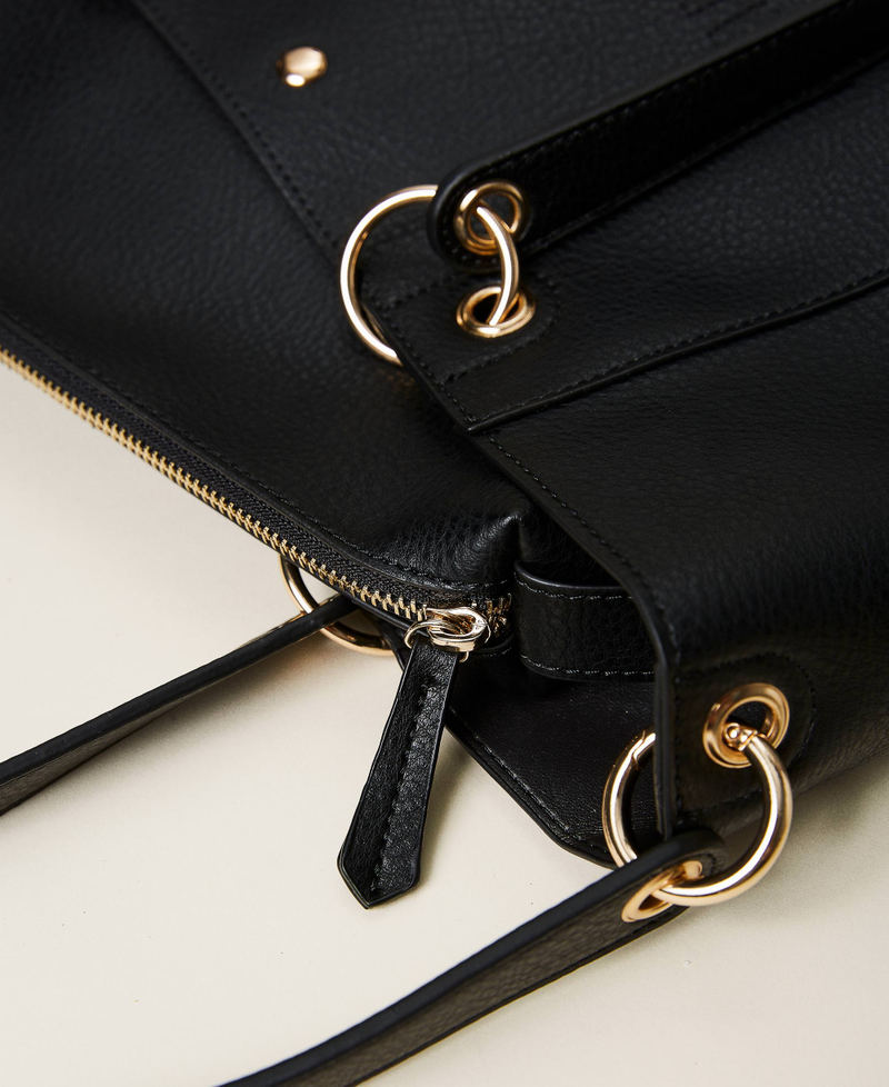 Borsa shopper con logo ricamato