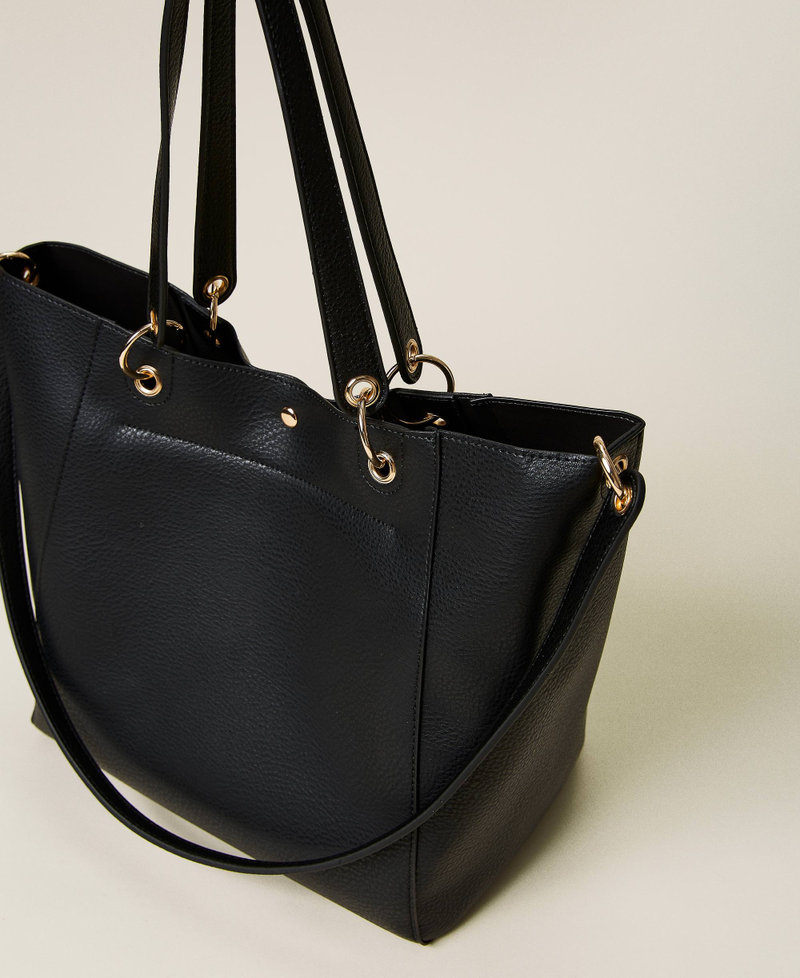 Borsa shopper con logo ricamato