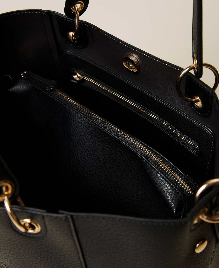 Borsa shopper con logo ricamato