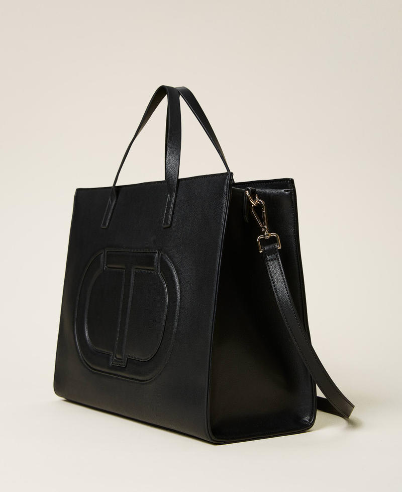 Shopper with inlaid logo