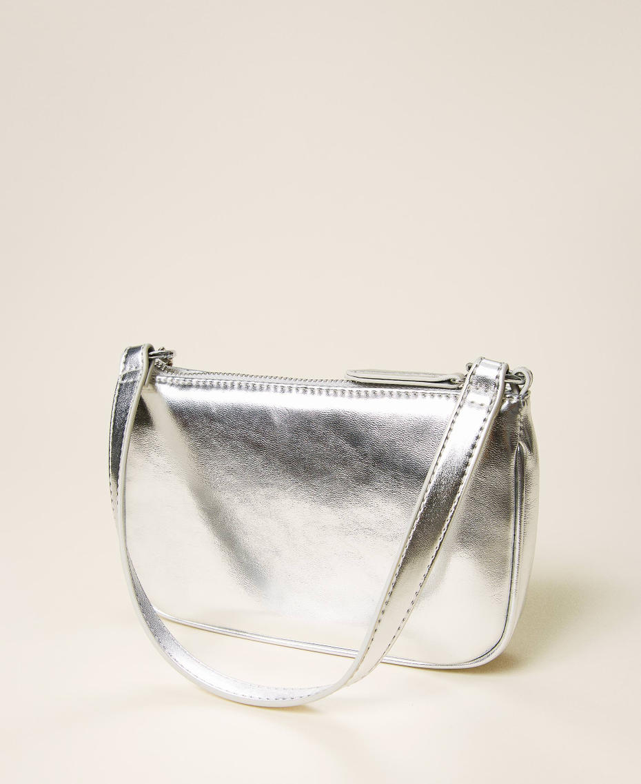 'Petite' laminated shoulder bag Silver Woman 222TB709E-03