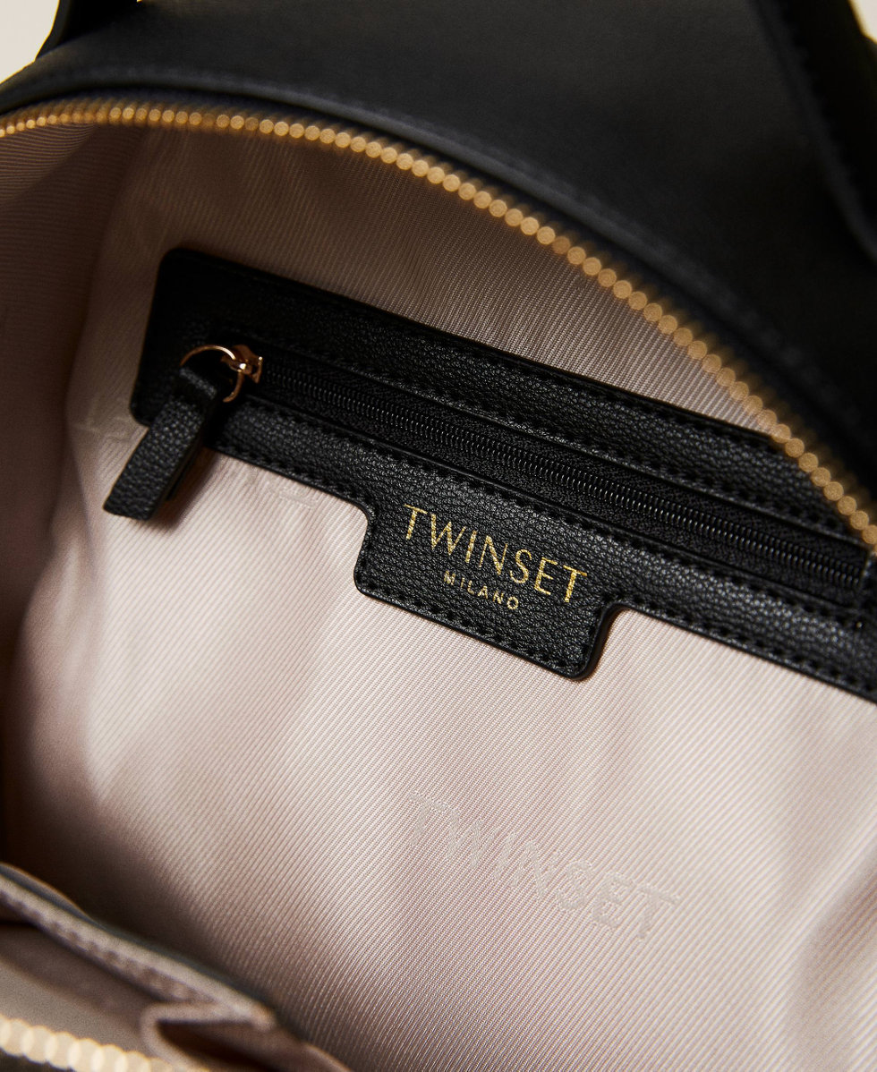 Rucksack mit Logo und Lasche Frau Schwarz TWINSET Milano