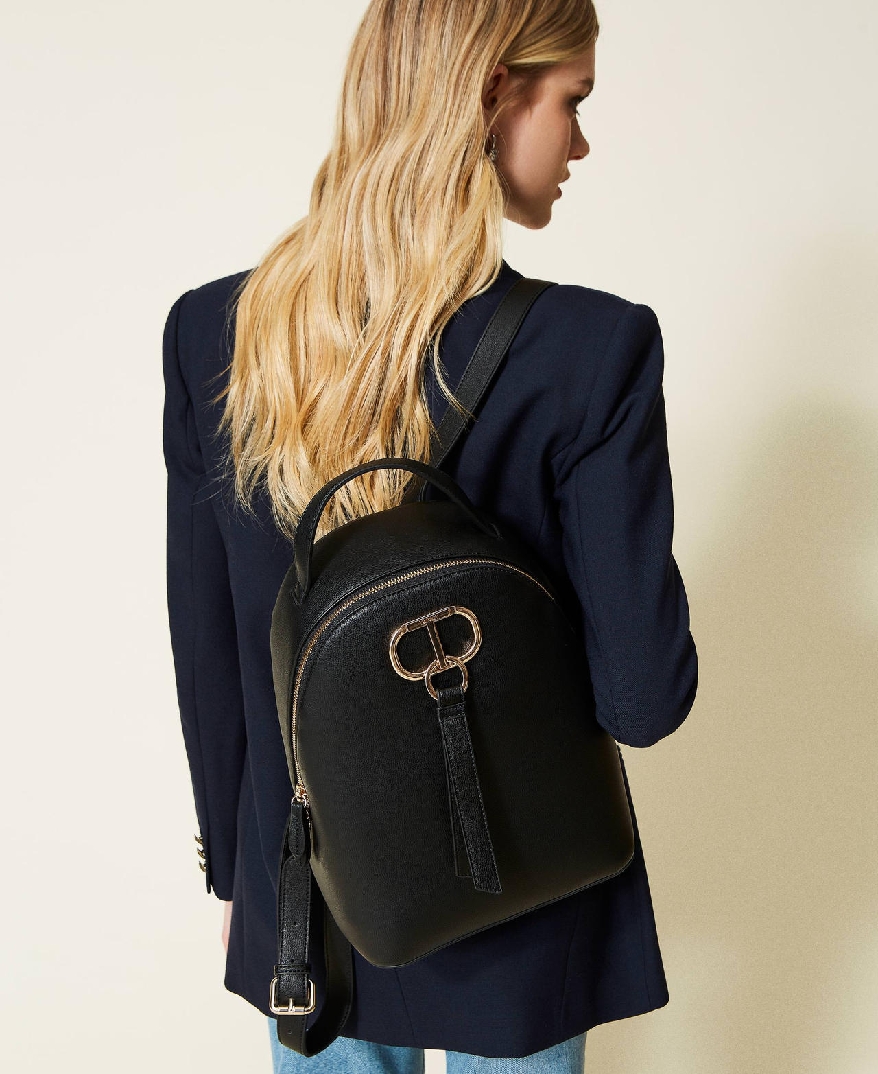 Рюкзак с логотипом и ремешком Черный женщина 222TB7293-0S
