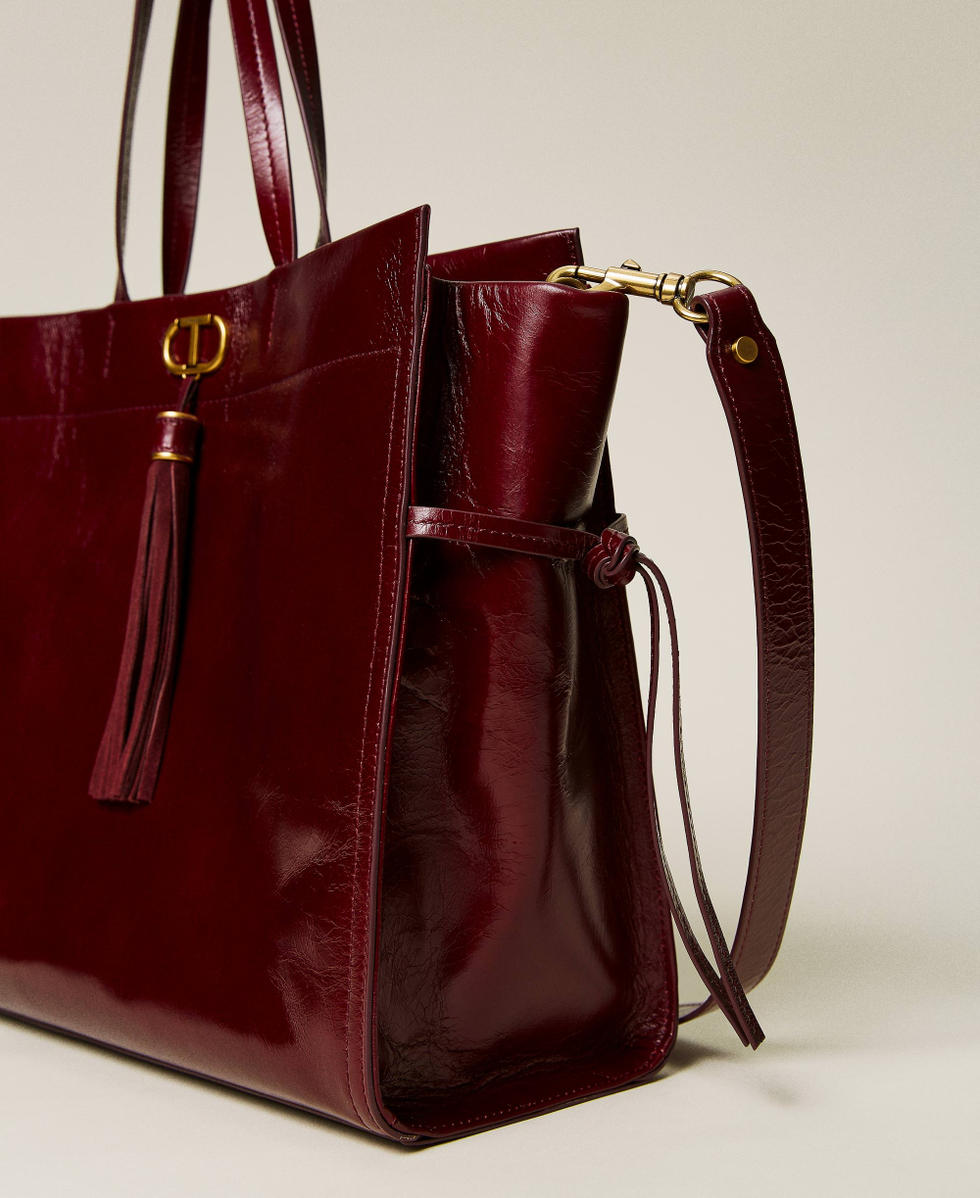 Leather shopper with nappa leather