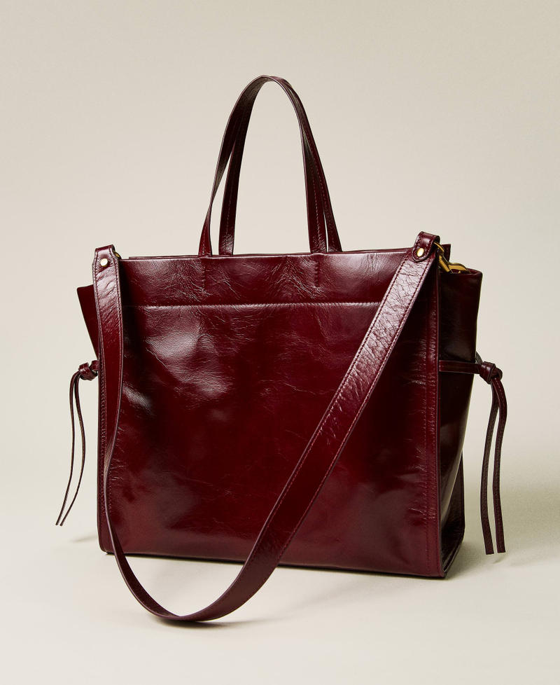 Leather shopper with nappa leather Grape Woman 222TB733B-04